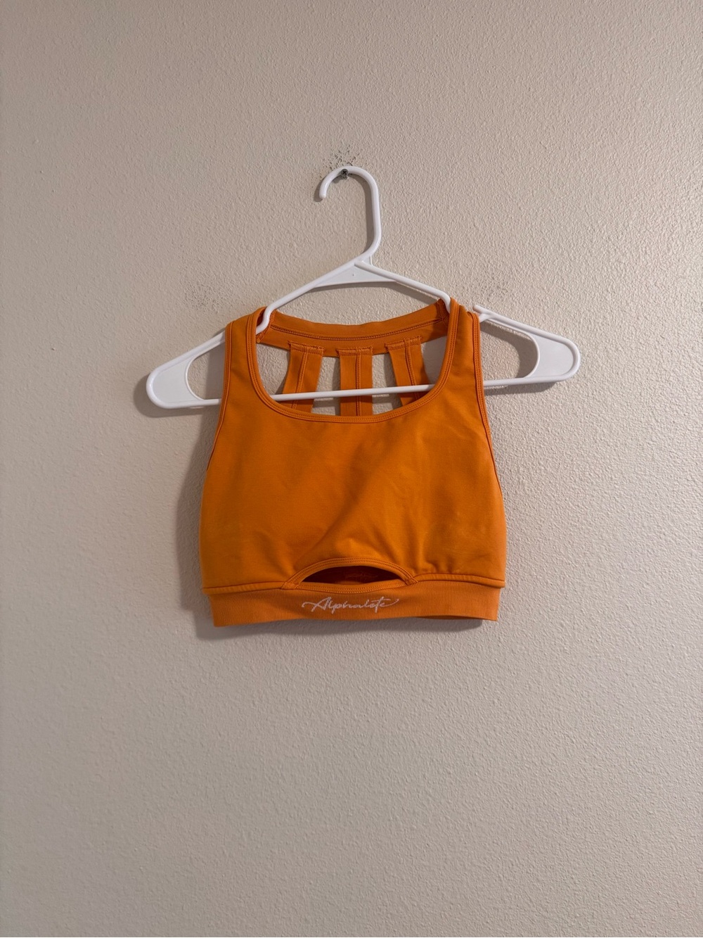 Alphalete Bright Orange Strappy Cutout Athletic sports bra top